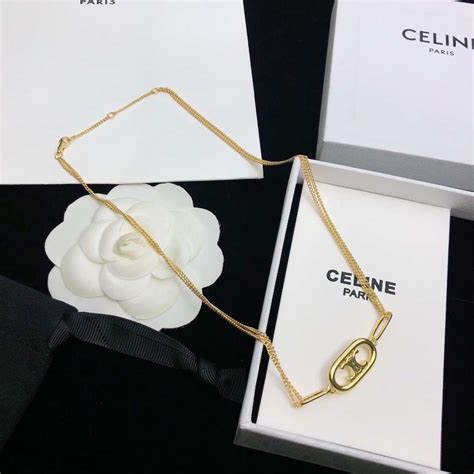 celine gold necklace|maillon triomphe necklace.